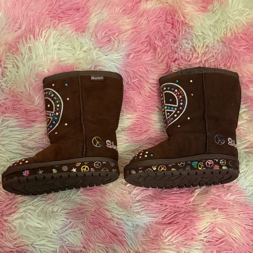 Skechers Kids Brown Boots with Colorful Accents - Picture 2 of 8